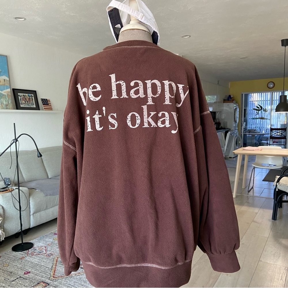 DAZY Letter Graphic Drop Shoulder Fleece Sweatshirt size XL